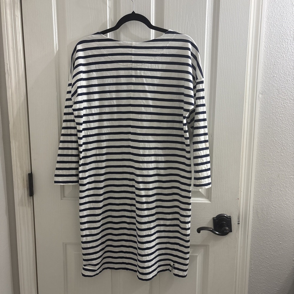 Patagonia Seatoller Dress Blue White Nautical Stripes 3/4 sleeve Size L - Picture 5 of 5